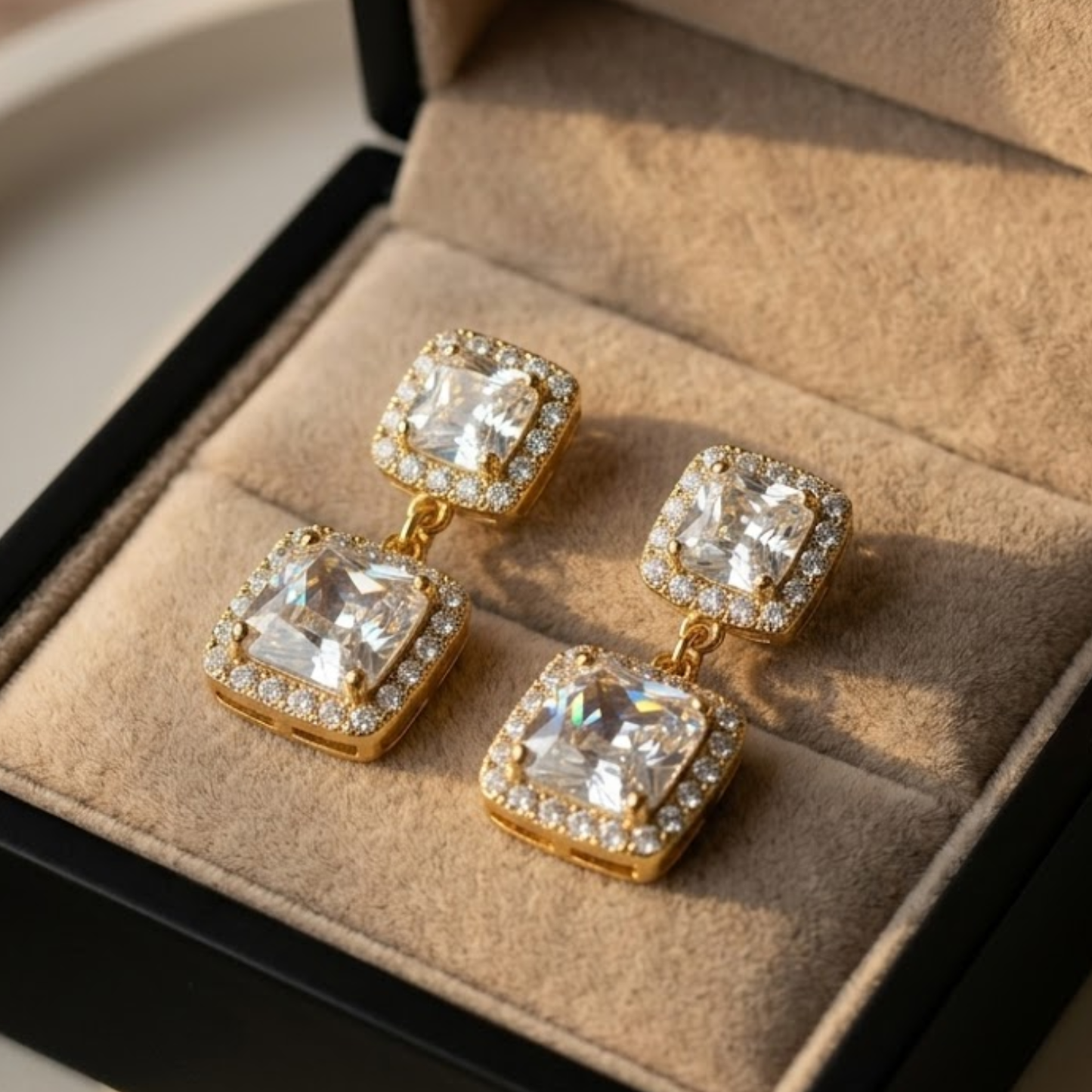 Prism Square Earrings for Women – Sparkling Square Design with Elegant  Prism Dangle | Lightweight Luxury Party & Evening Jewelry