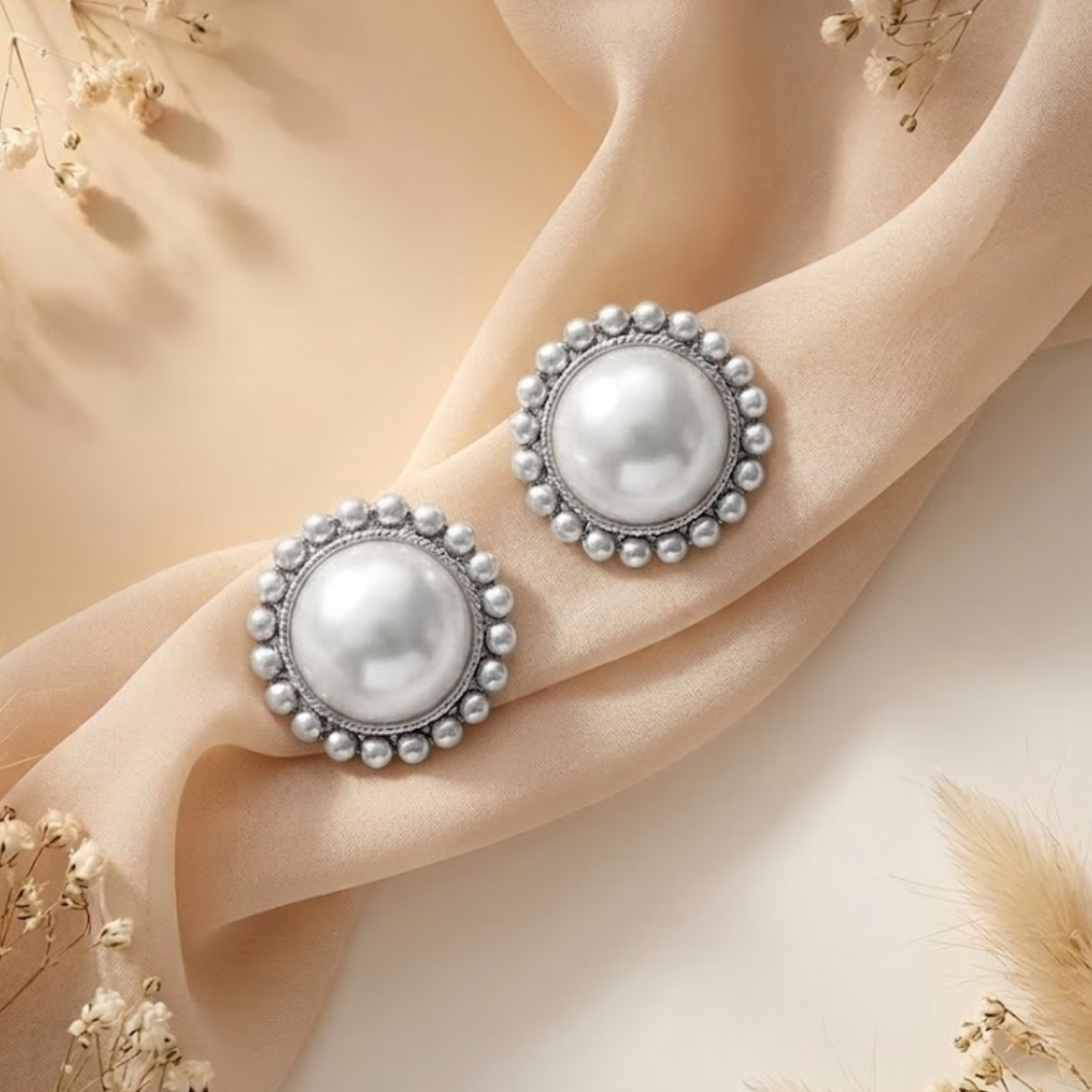 Elegant Silver Pearl Vertex Earrings for Women – High Luster Pearl Vertex with Polished Silver Setting | Minimal Luxury Everyday Jewelry